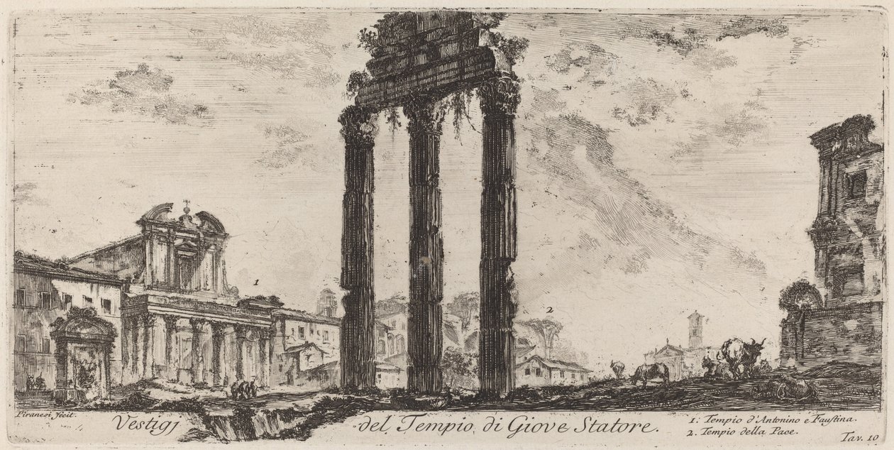 Jüpiter Stator tapınağının kalıntıları by Giovanni Battista Piranesi