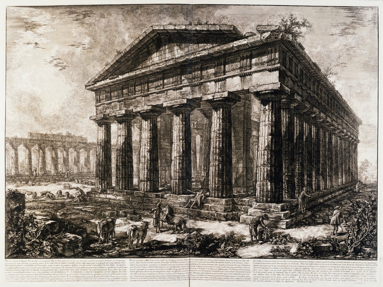 Paestum'daki Neptün Tapınağı'nın görünümü by Giovanni Battista Piranesi