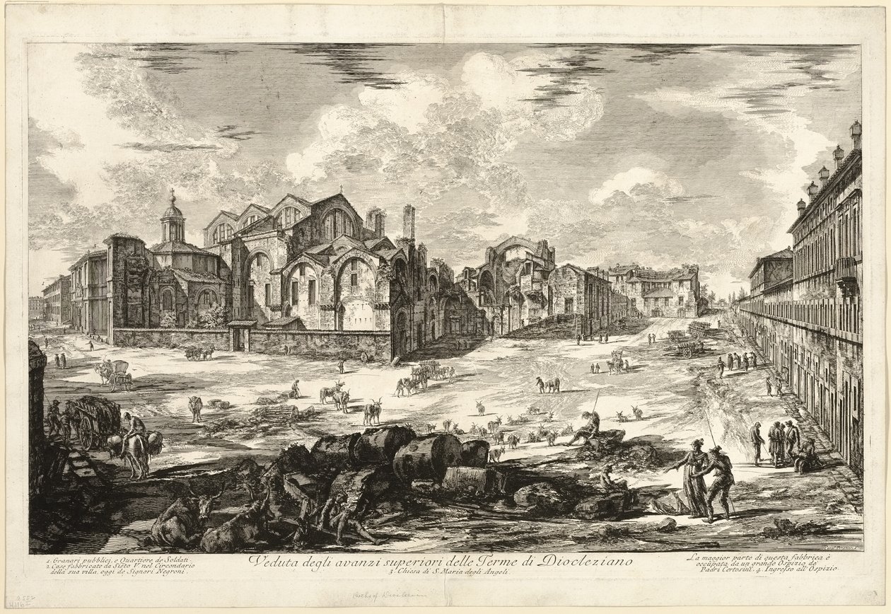 Diocletianus Hamamlarının Görünür Kalıntılarının Roma Manzarasından Görünümü by Giovanni Battista Piranesi