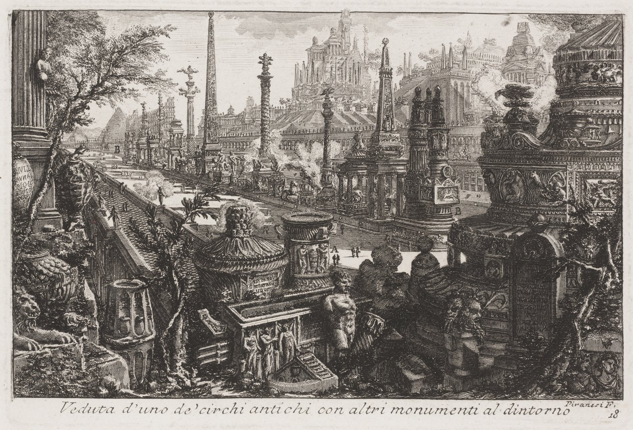 İçinde diğer anıtların olduğu eski bir sirk manzarası, c.1760 (gravür) by Giovanni Battista Piranesi