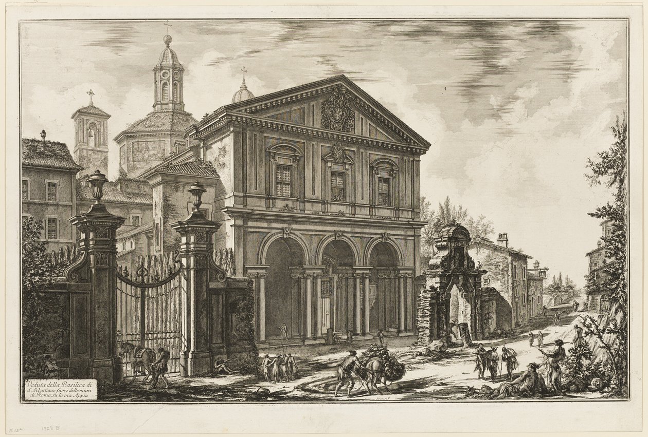 San Sebastiano fuori delle mura Bazilikası'nın görünümü [St. Sebastian Surların dışında] Appian Yolu üzerinde, Views of Rome'dan by Giovanni Battista Piranesi