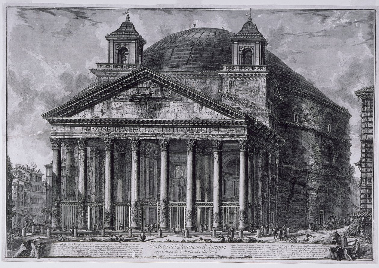 Agrippa Panteonunun görünümü, c.1761 (gravürler) by Giovanni Battista Piranesi