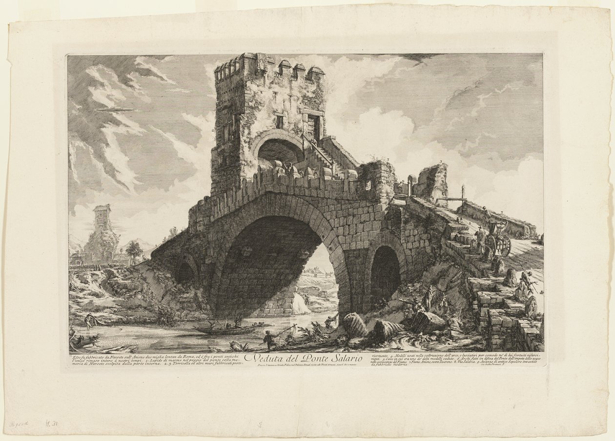 Ponte Salario'nun Roma Manzarasından Görünümü by Giovanni Battista Piranesi