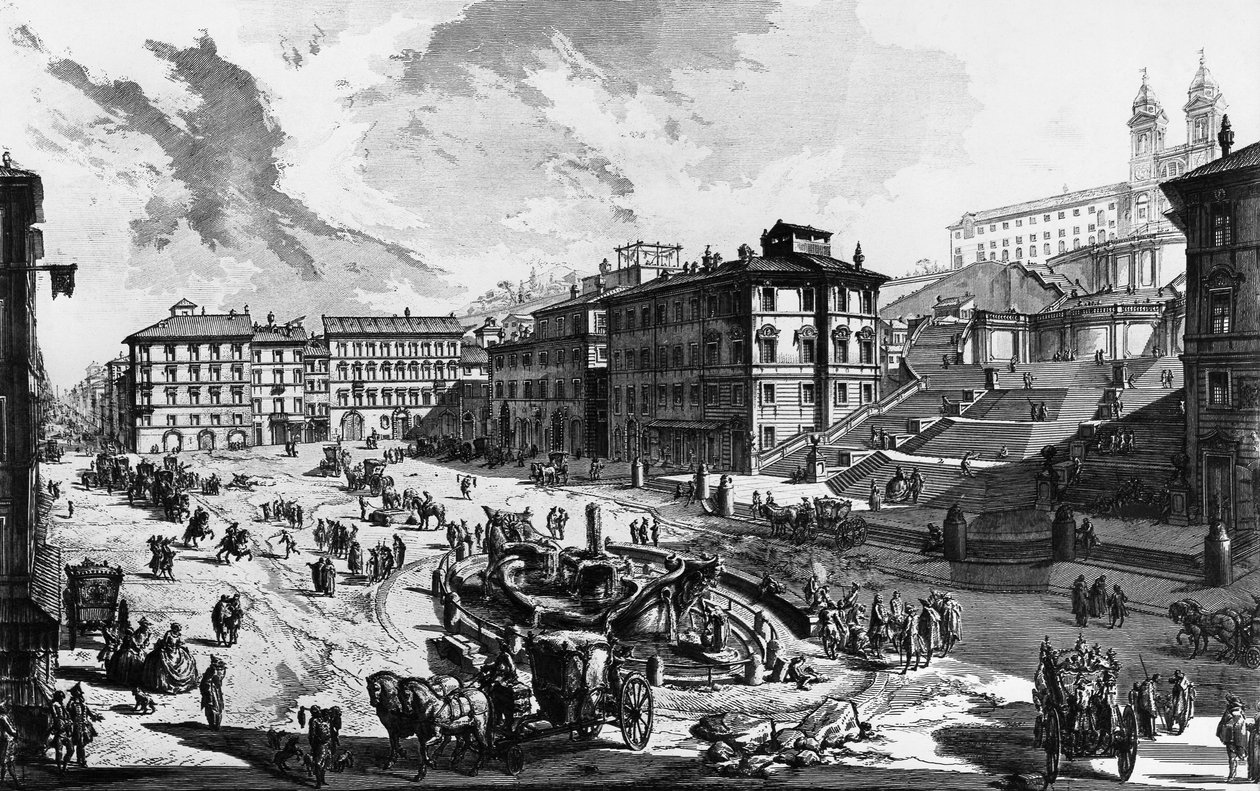 İspanyol Merdivenleri'nin görünümü, Roma, İtalya by Giovanni Battista Piranesi