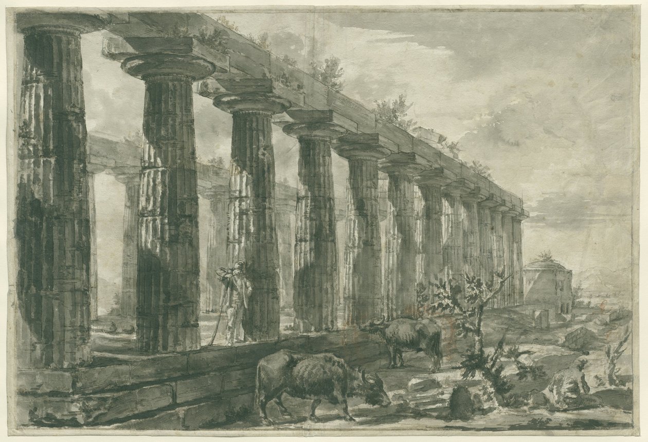 Paestum'daki 'Juno' Tapınağı'nın görünümü by Giovanni Battista Piranesi