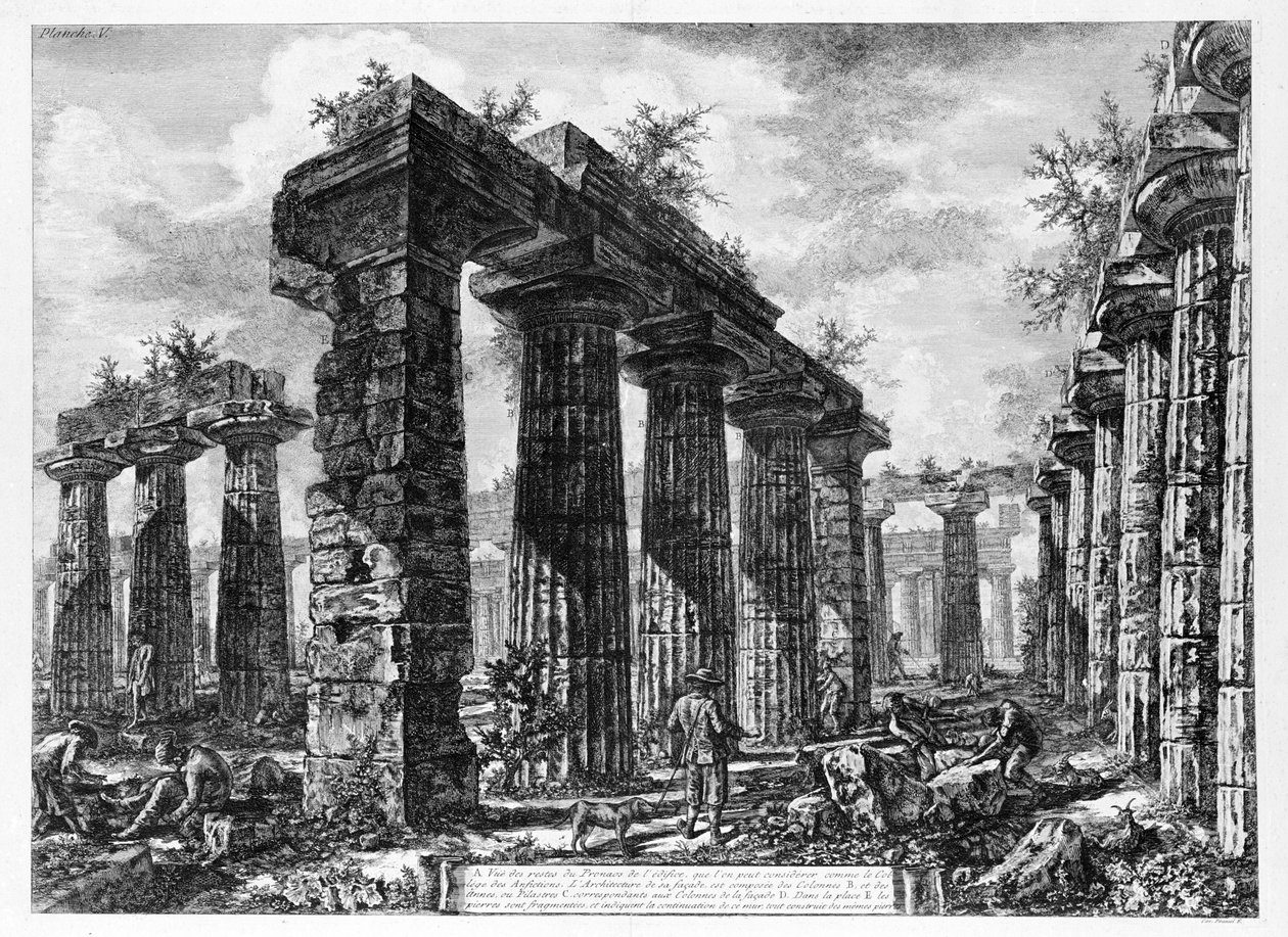 Paestum Tapınaklarının Görünümü (litho) by Giovanni Battista Piranesi