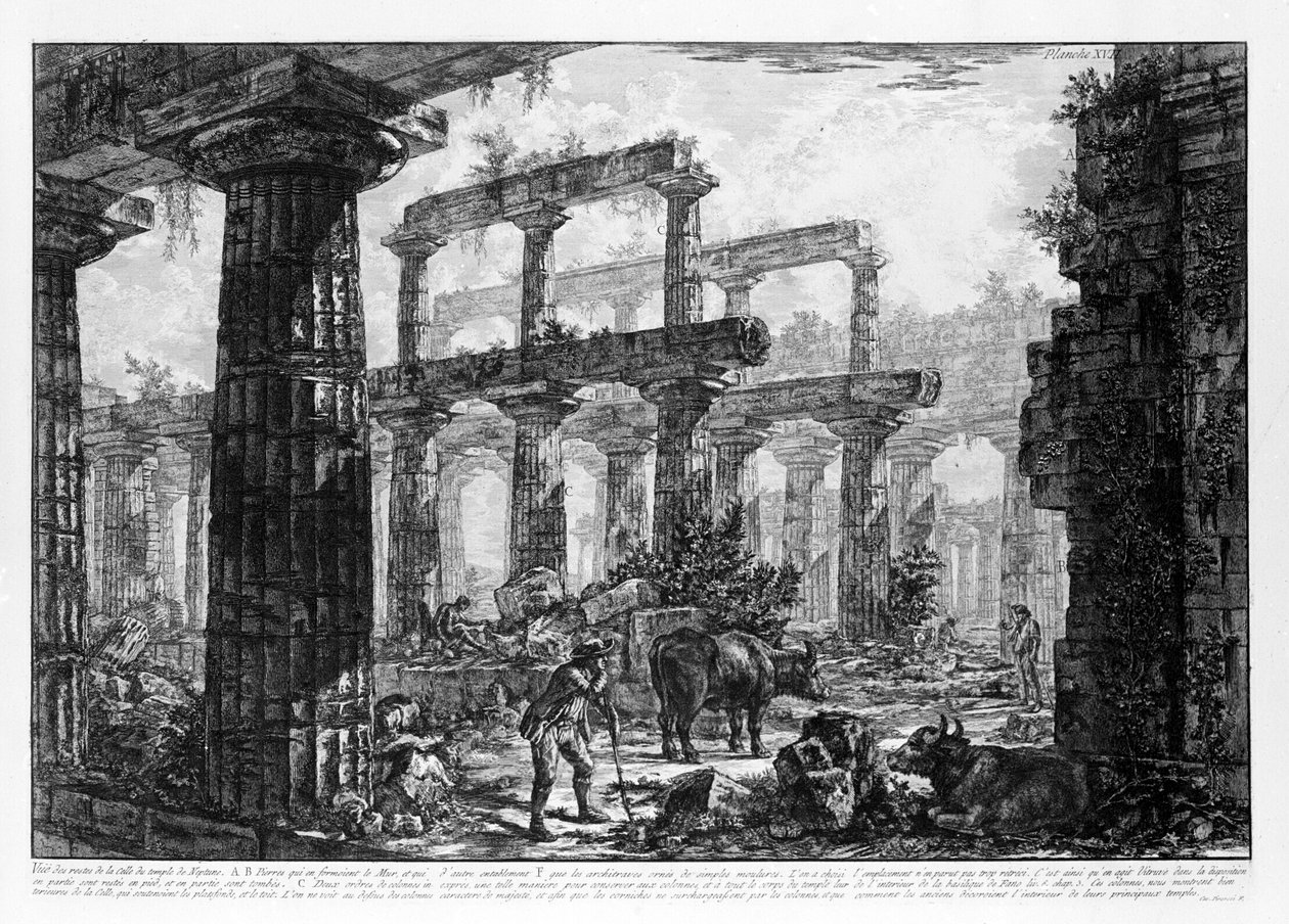 Paestum Tapınaklarının Görünümü (litho) by Giovanni Battista Piranesi