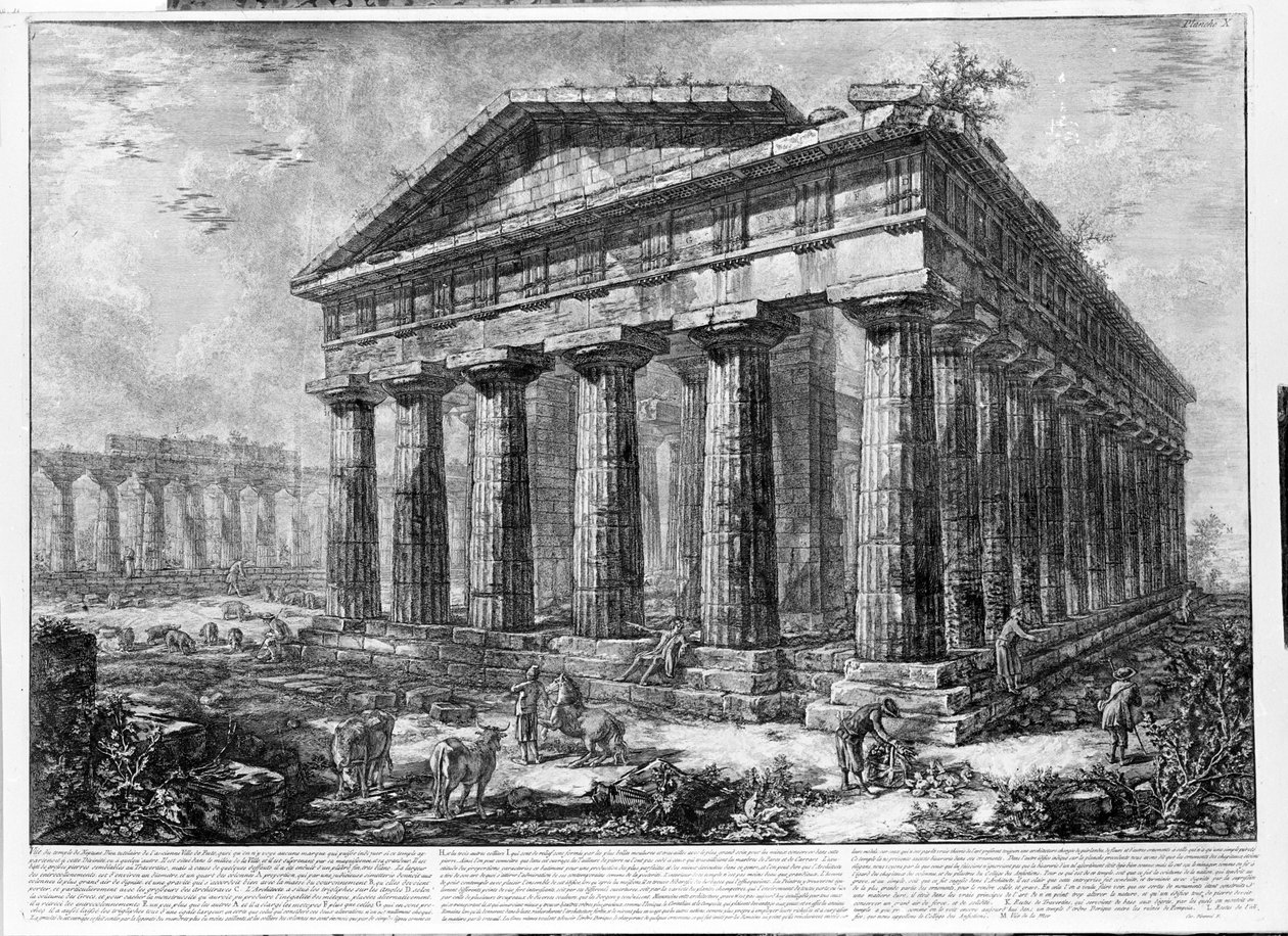 Paestum Tapınaklarının Görünümü (litho) by Giovanni Battista Piranesi