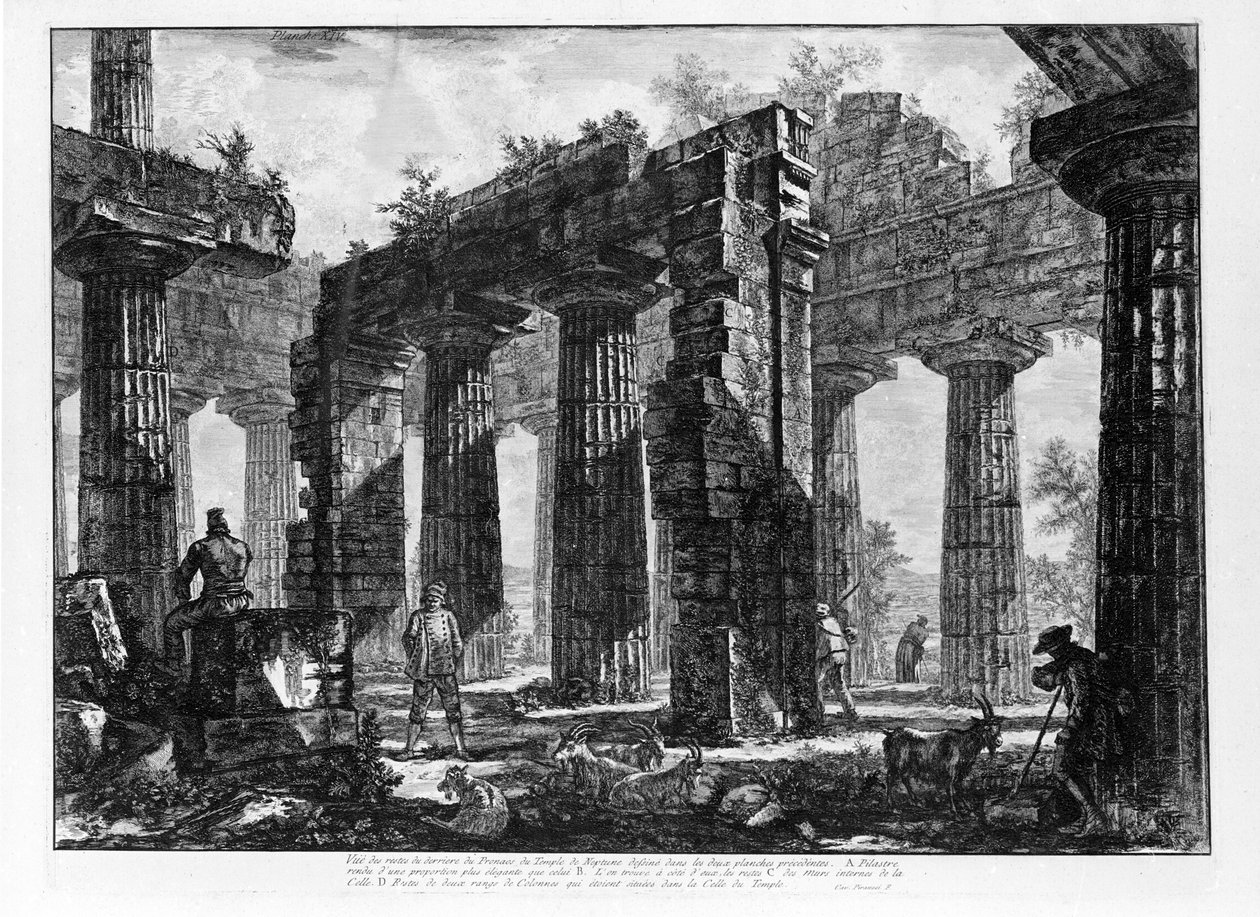 Paestum Tapınaklarının Görünümü (litho) by Giovanni Battista Piranesi