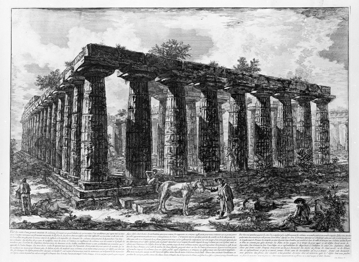 Paestum Tapınaklarının Görünümü (litho) by Giovanni Battista Piranesi