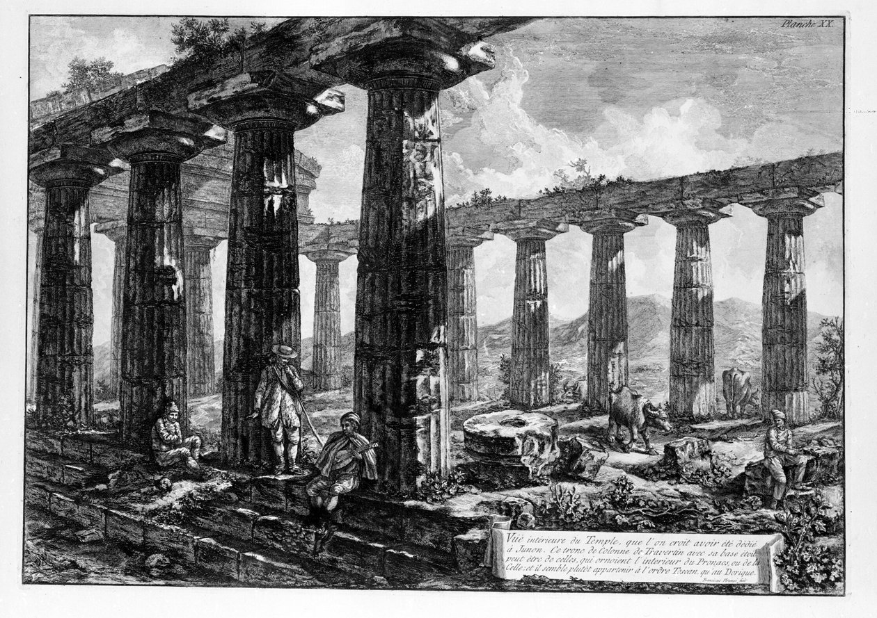 Paestum Tapınaklarının Görünümü (litho) by Giovanni Battista Piranesi