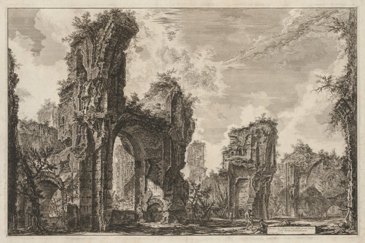 Roma Manzaraları: Sisto Harabeleri veya Antoninian Hamamlarının büyük salonunun her ikisi by Giovanni Battista Piranesi