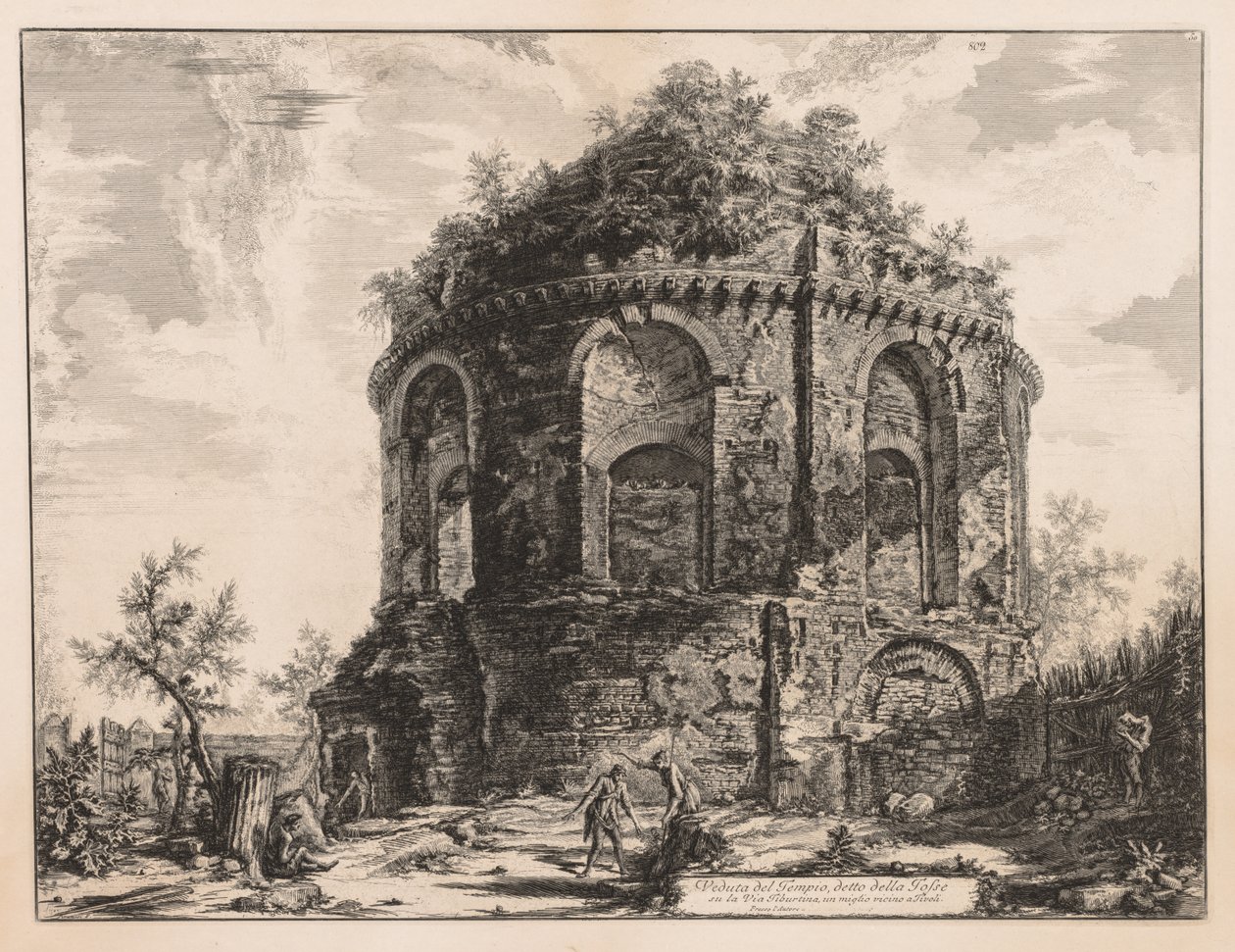 Roma Manzaraları: Tivoli yakınlarındaki Sözde Tempio della Tosse, 1763. by Giovanni Battista Piranesi