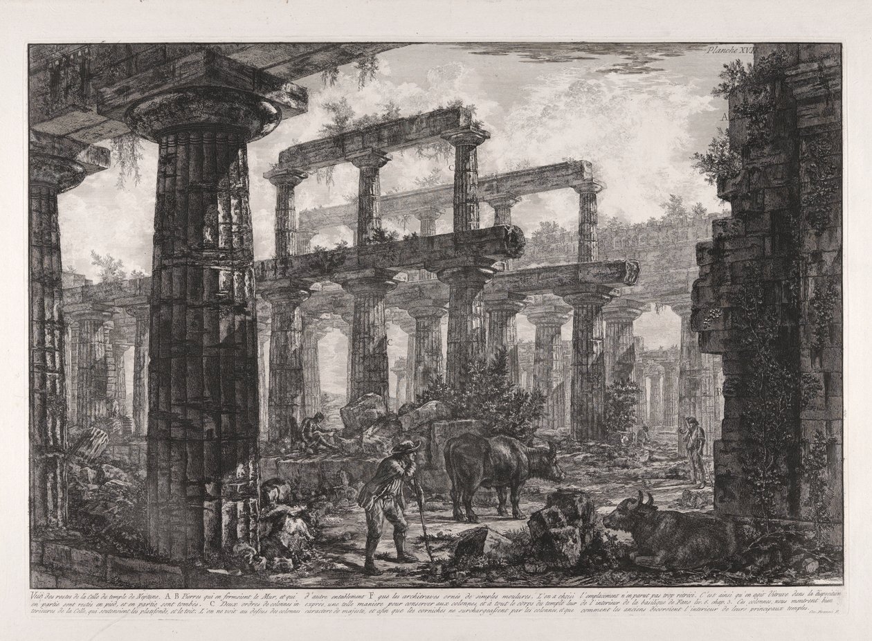 Neptün Tapınağı Cella Kalıntılarının Farklı Görünümlerden Görünümü by Giovanni Battista Piranesi