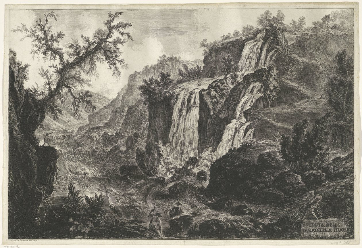 Watervallen te Tivoli Tivoli'deki Cascatelle'in görünümü (nesne üzerindeki başlık) Gezichten op Rome (dizi başlığı) Giambattista Piranesi mimarı Ve (nez) iano (dizi başlığı) tarafından tasarlanan ve oyulan Roma manzaraları by Giovanni Battista Piranesi