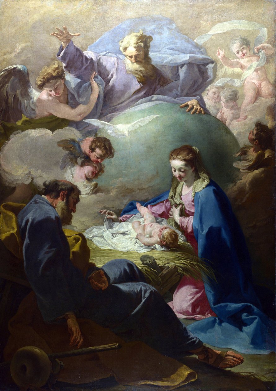Tanrı Baba ve Kutsal Ruh ile Doğuş, c.1740 by Giovanni Battista Pittoni