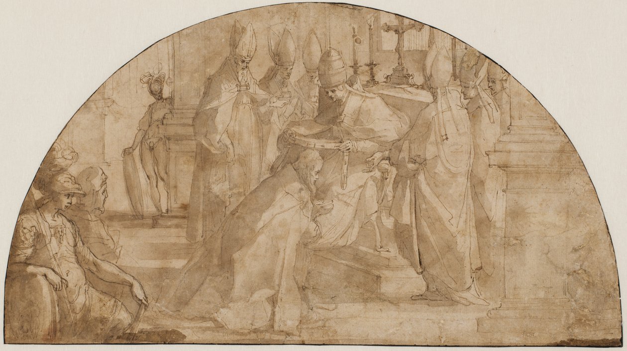 Bir piskoposu kutsayan bir papa: bir lunette için çalışma by Giovanni Battista Ricci