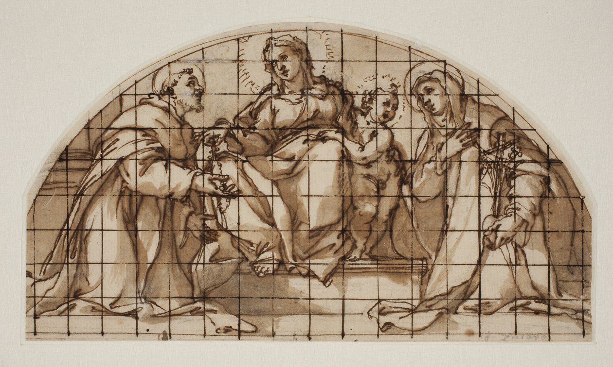 Madonna ile Lunette ve Assisi Aziz Francis ve Sienalı Catherine ile Çocuk by Giovanni Battista Ricci