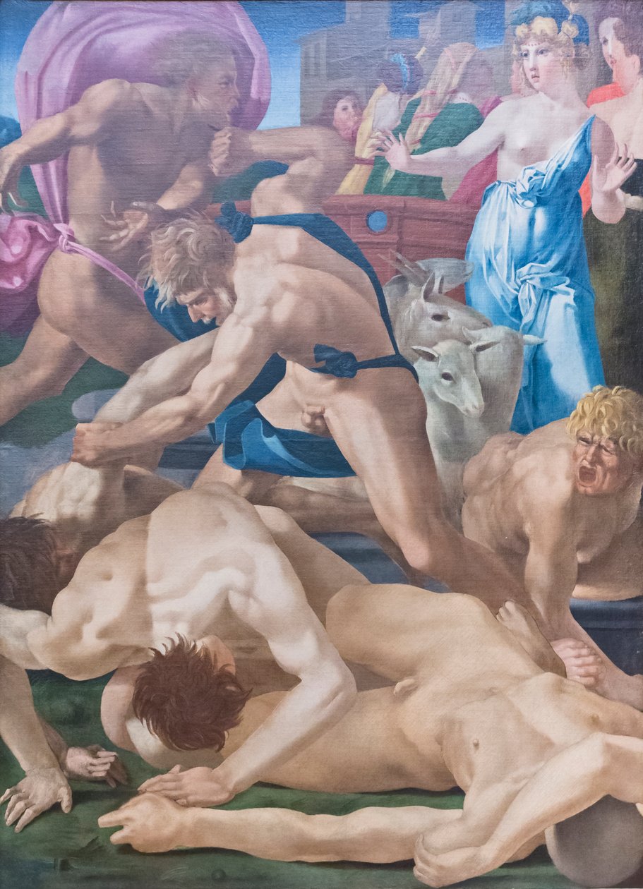 Jethro'nun kızlarını savunan Musa by Giovanni Battista Rosso Fiorentino