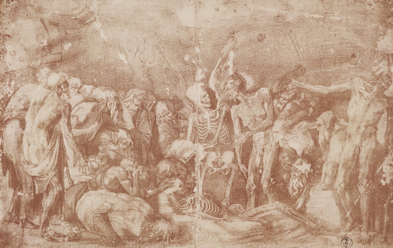 Toplanan Yaşayanlar ve Ölüler Çalışması (kağıt üzerinde iyimser) by Giovanni Battista Rosso Fiorentino