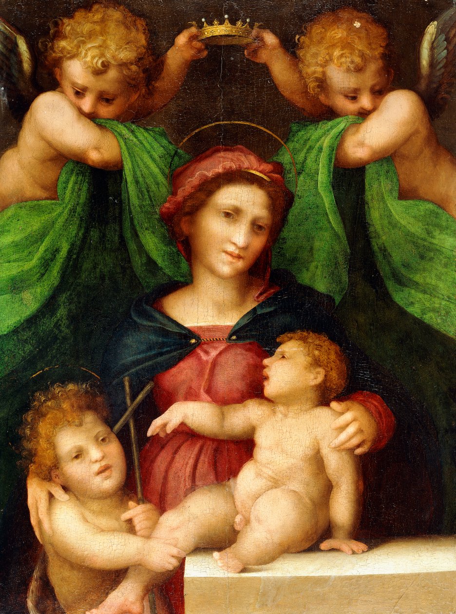 Bebek Aziz Vaftizci Yahya ve iki Melek ile Madonna ve Çocuk, c.1512 by Giovanni Battista Rosso Fiorentino