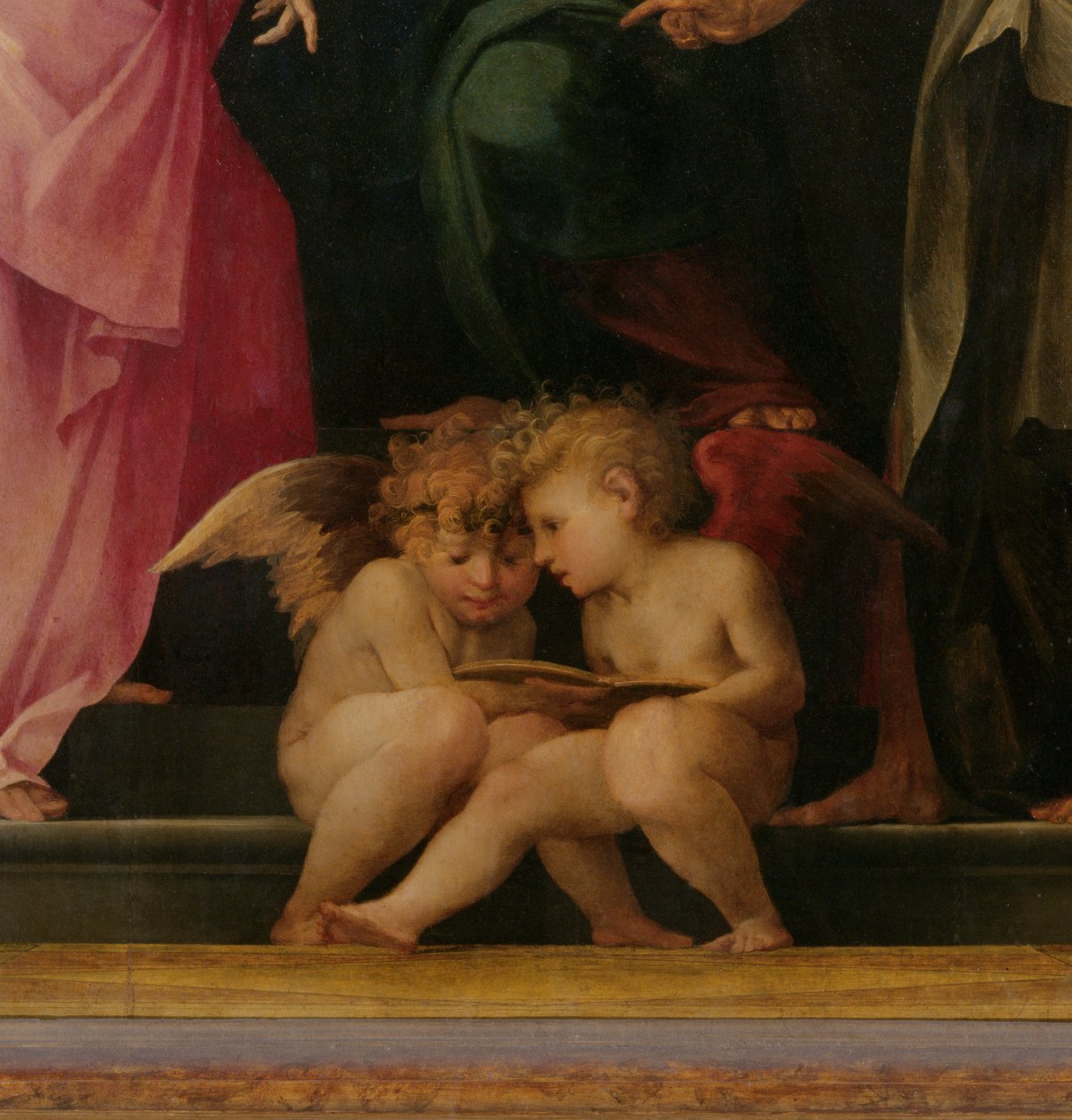 İki melek okuma, Madonna ve Azizlerle Çocuk