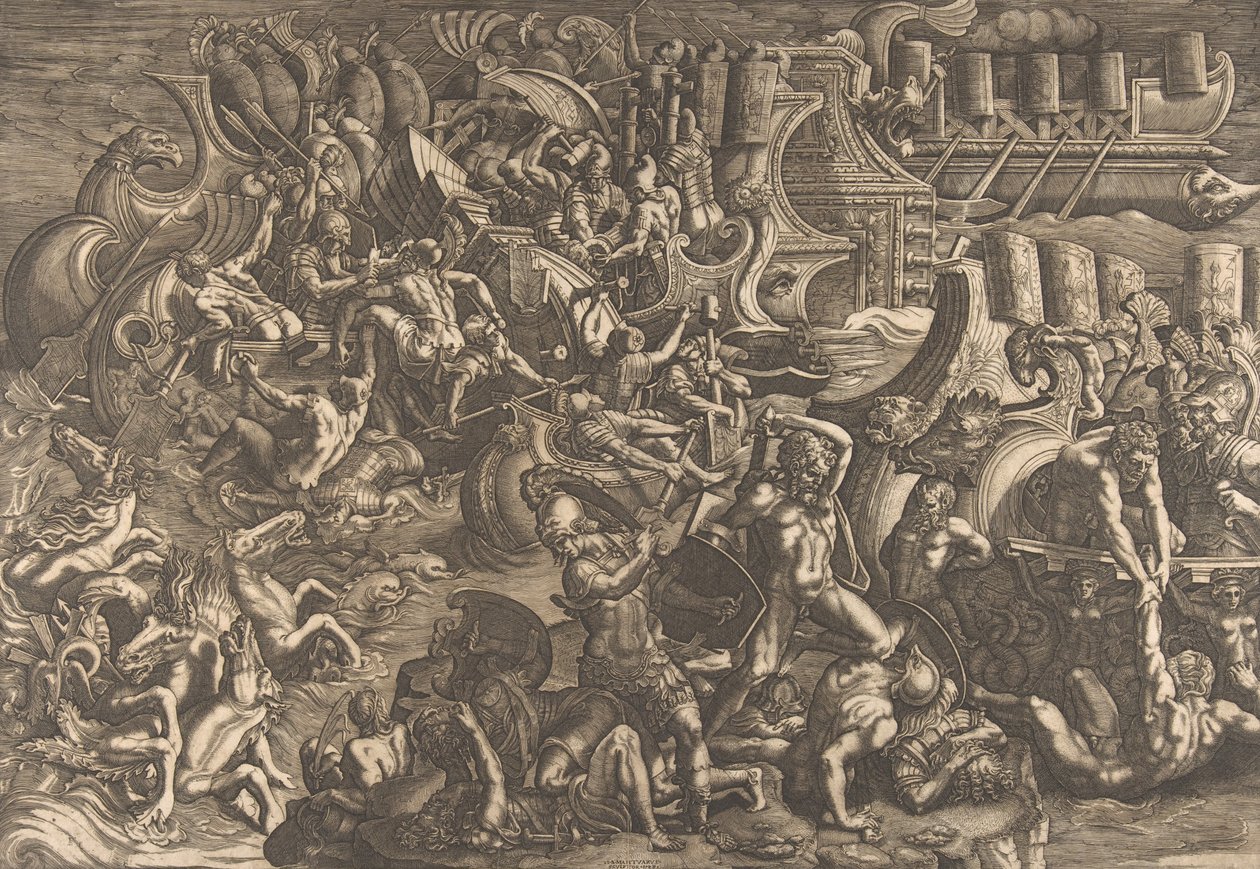 Yunanlıları püskürten Truvalılar, 1538. by Giovanni Battista Scultori