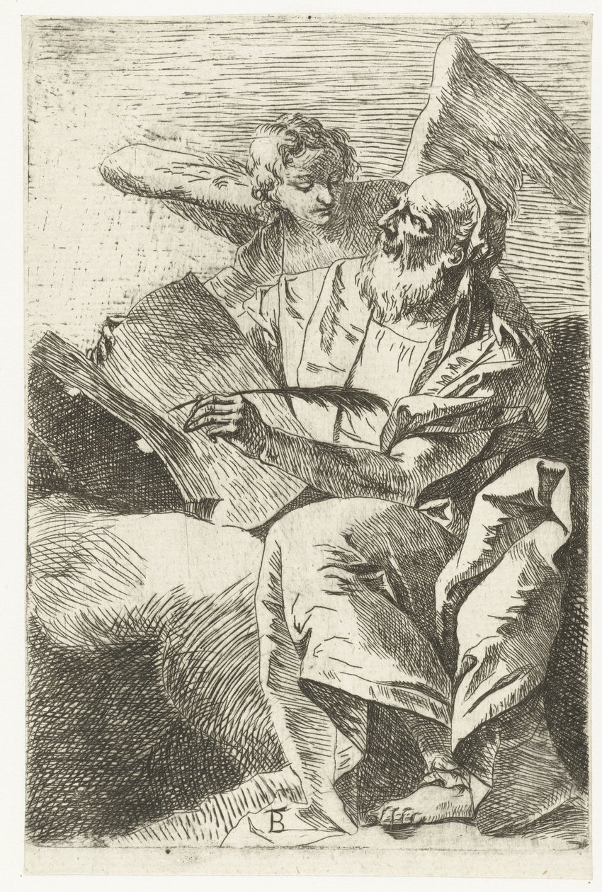 Melek ile Evangelist Matta Dört Evangelist (dizi başlığı) by Giovanni Battista Tiepolo (attributed to)