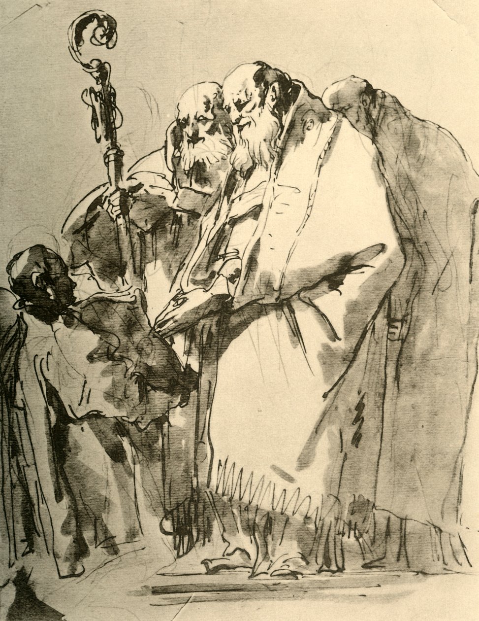 Bir Piskopos, diğer iki Rahip ve Ritüel ile bir Diyakoz, c1740s, 1928 by Giovanni Battista Tiepolo