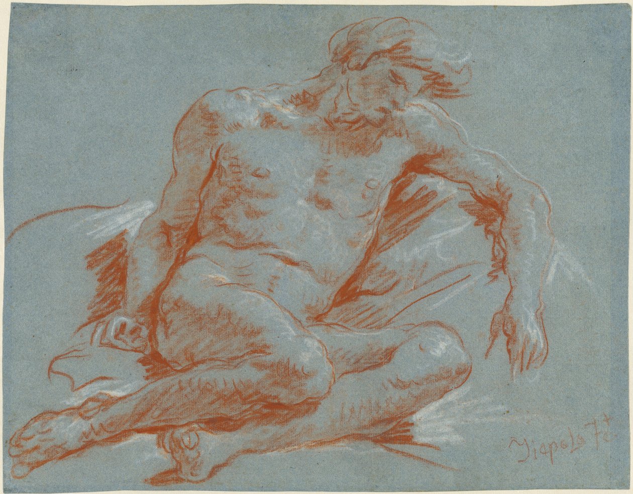 Oturan Erkek Çıplak by Giovanni Battista Tiepolo