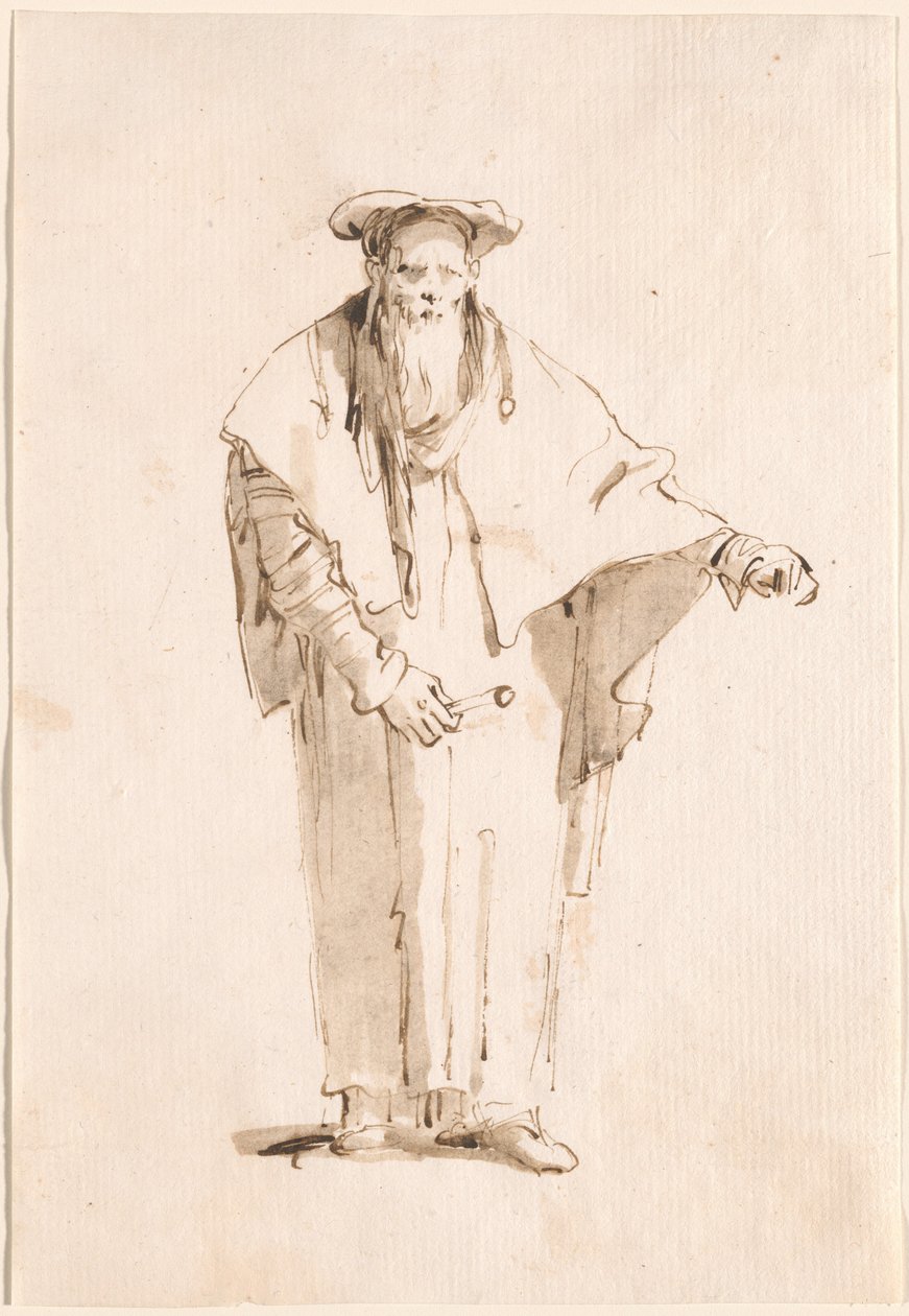 Bir Çubuk Tutan Ayakta Doğulu by Giovanni Battista Tiepolo