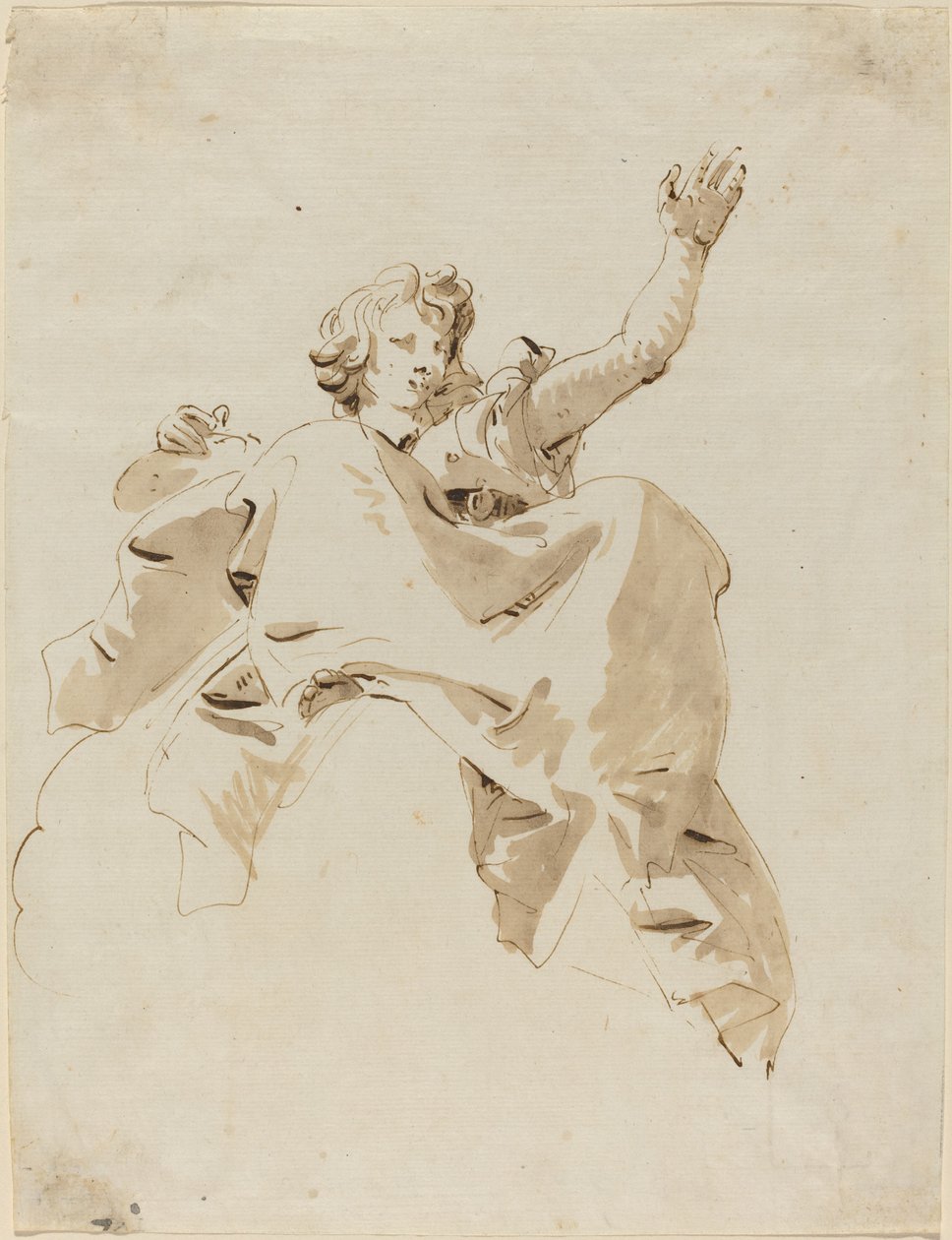 Aşağıdan Görülen Bulutun Üzerinde Oturan Bir Kadın by Giovanni Battista Tiepolo