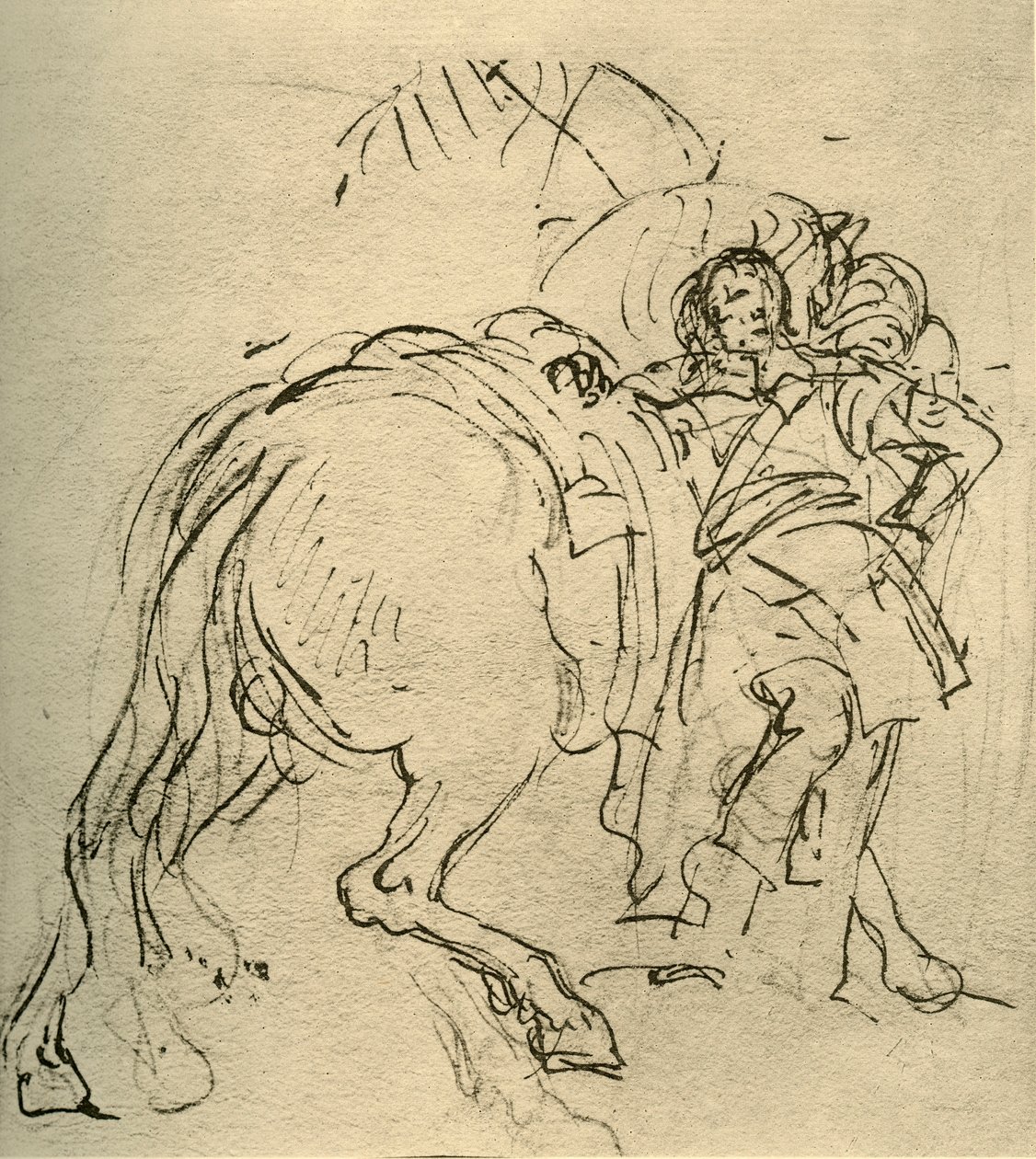 Atına yaslanmış bir binici, c1740s, 1928 by Giovanni Battista Tiepolo