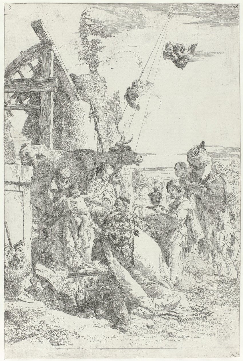 Üç Kral tarafından Mesih Çocuğunun Tapınması Scherzi di fantasia (dizi adı) by Giovanni Battista Tiepolo