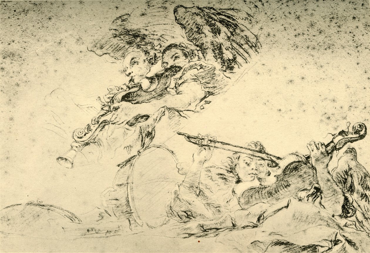 Müzik Aletleri çalan melekler, c1755, 1928 by Giovanni Battista Tiepolo