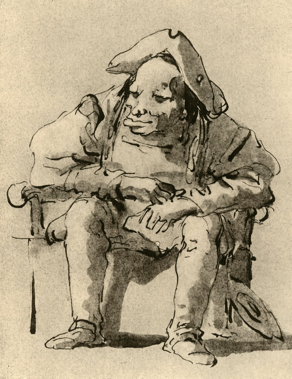 Oturan bir adamın karikatürü, 18. yüzyılın ortaları, 1928 by Giovanni Battista Tiepolo