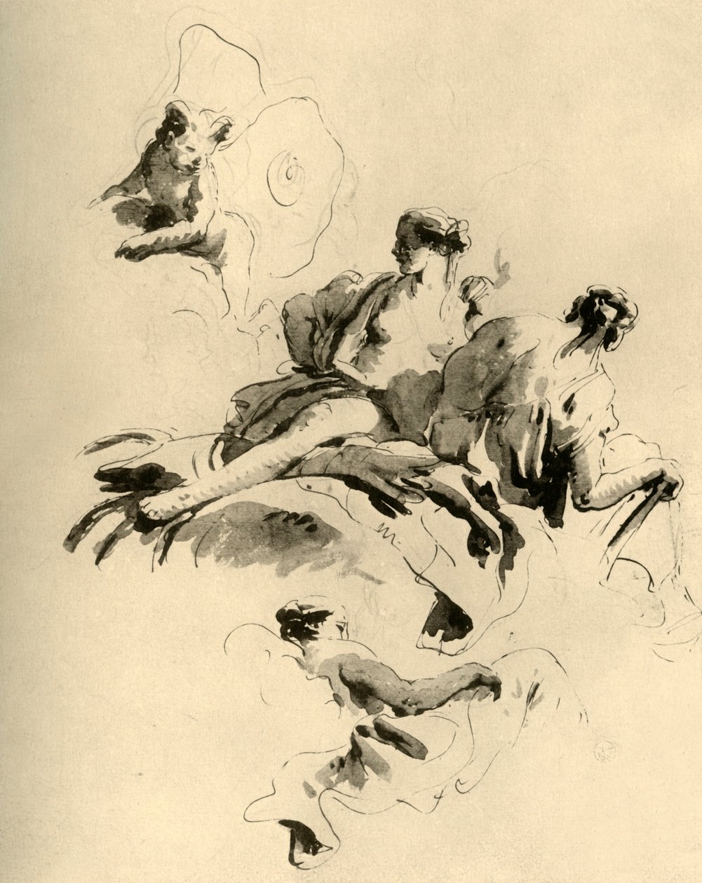 Aşk Tanrısı ve Üç Kadın, 18. yüzyılın ortaları, 1928 by Giovanni Battista Tiepolo