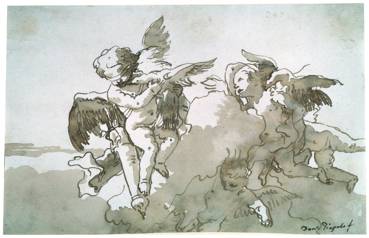 Güvercinler ve Meşale ile Aşk Tanrısı, 17. yüzyıl by Giovanni Battista Tiepolo