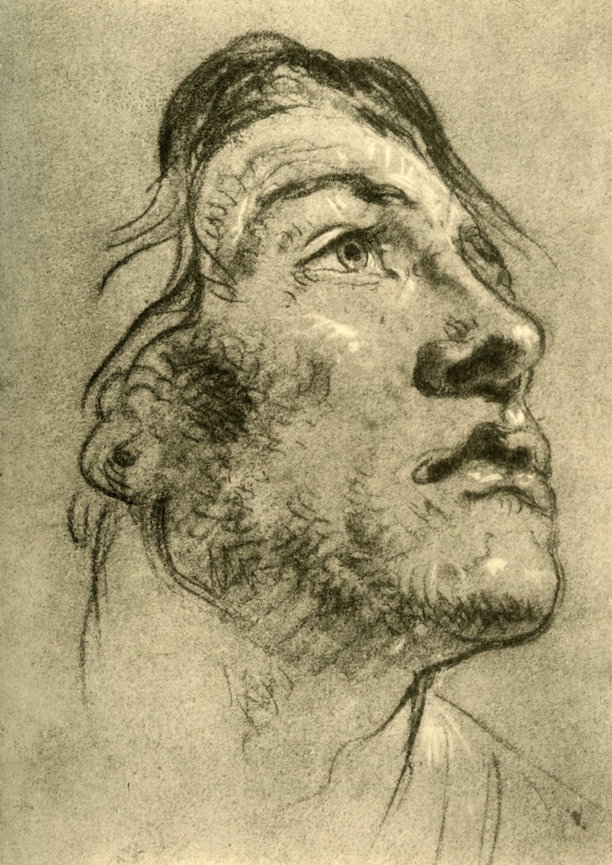 Bir Genç Adamın Başı, neredeyse profilde ve yukarı bakıyor, 18. yüzyılın ortaları, 1928 by Giovanni Battista Tiepolo