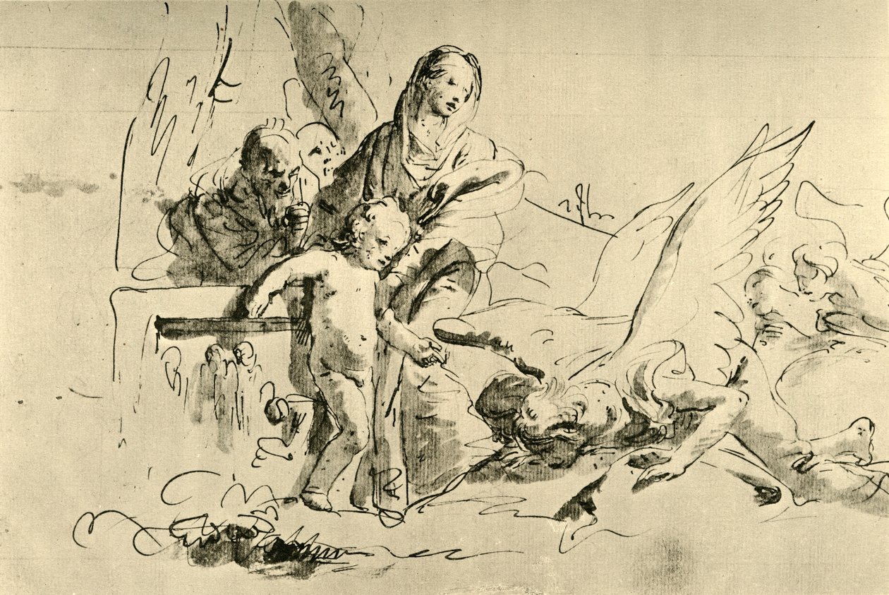 Kutsal Aile ve Melekler, 18. yüzyılın ortaları, 1928 by Giovanni Battista Tiepolo