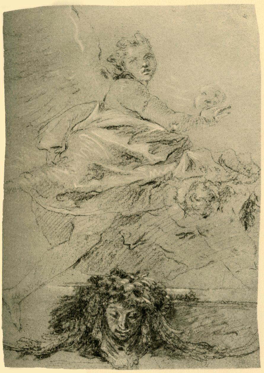 Hovering Genius, 18. yüzyılın ortaları, 1928 by Giovanni Battista Tiepolo