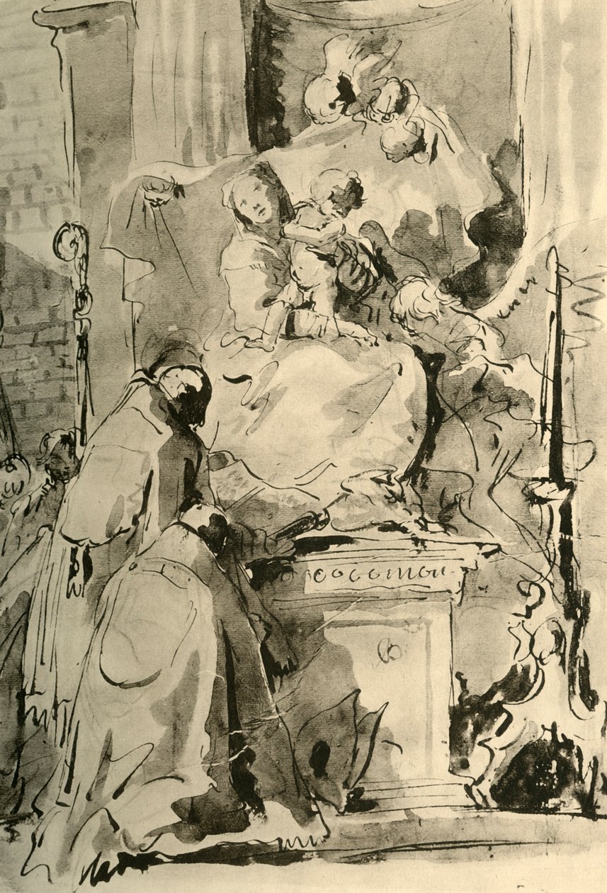 Madonna tahta çıktı ve iki Piskopos, 18. yüzyılın ortaları, 1928 by Giovanni Battista Tiepolo