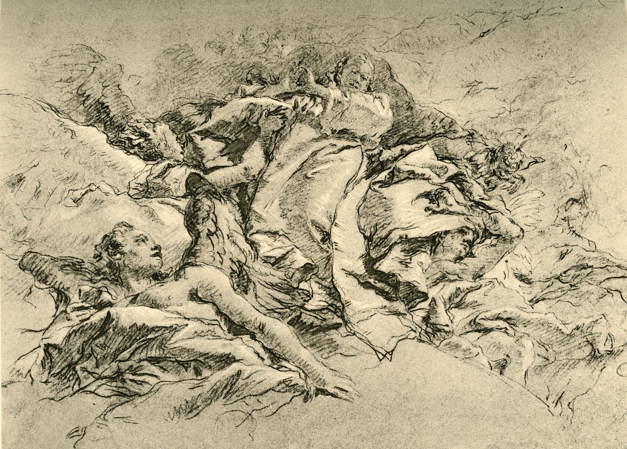 Melekler tarafından çevrili bulutlarda Madonna, c1754, 1928 by Giovanni Battista Tiepolo