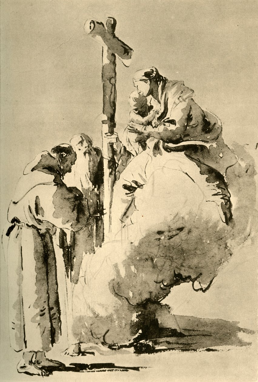 Madonna, iki kutsal keşişle birlikte, 18. yüzyılın ortaları, 1928 by Giovanni Battista Tiepolo