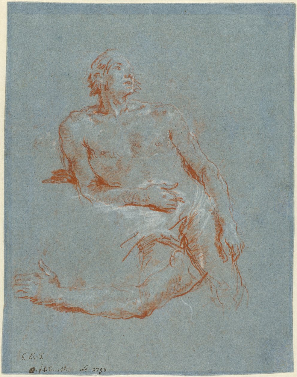 Dirseğine Yaslanmış Çıplak Erkek (verso) by Giovanni Battista Tiepolo