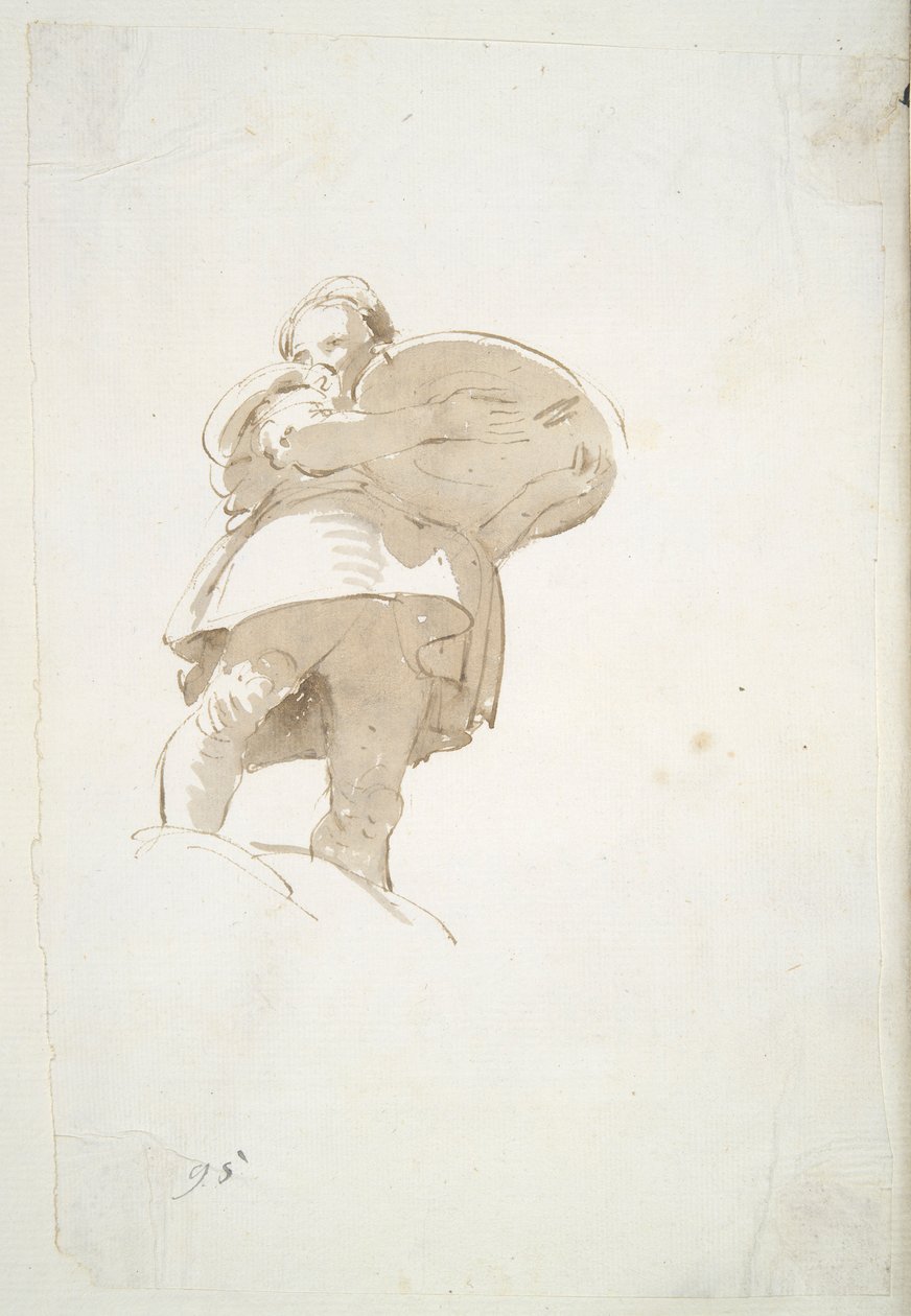 Aşağıdan görülen bir tepsi taşıyan erkek figürü by Giovanni Battista Tiepolo