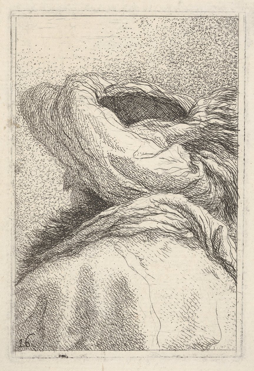 Dörtte üç görünümde arkadan büst uzunluğu formatında tasvir edilen sarıklı adam, fr..., yakl. 1770. by Giovanni Battista Tiepolo