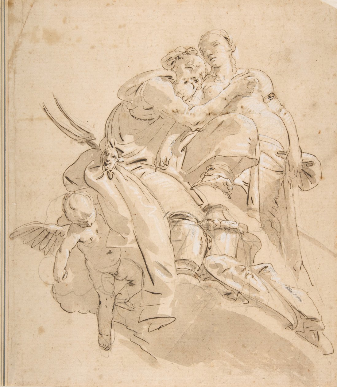 Hizmetli Kadın Figürlü Deniz Tanrısı, yaklaşık. 1716-1770. by Giovanni Battista Tiepolo