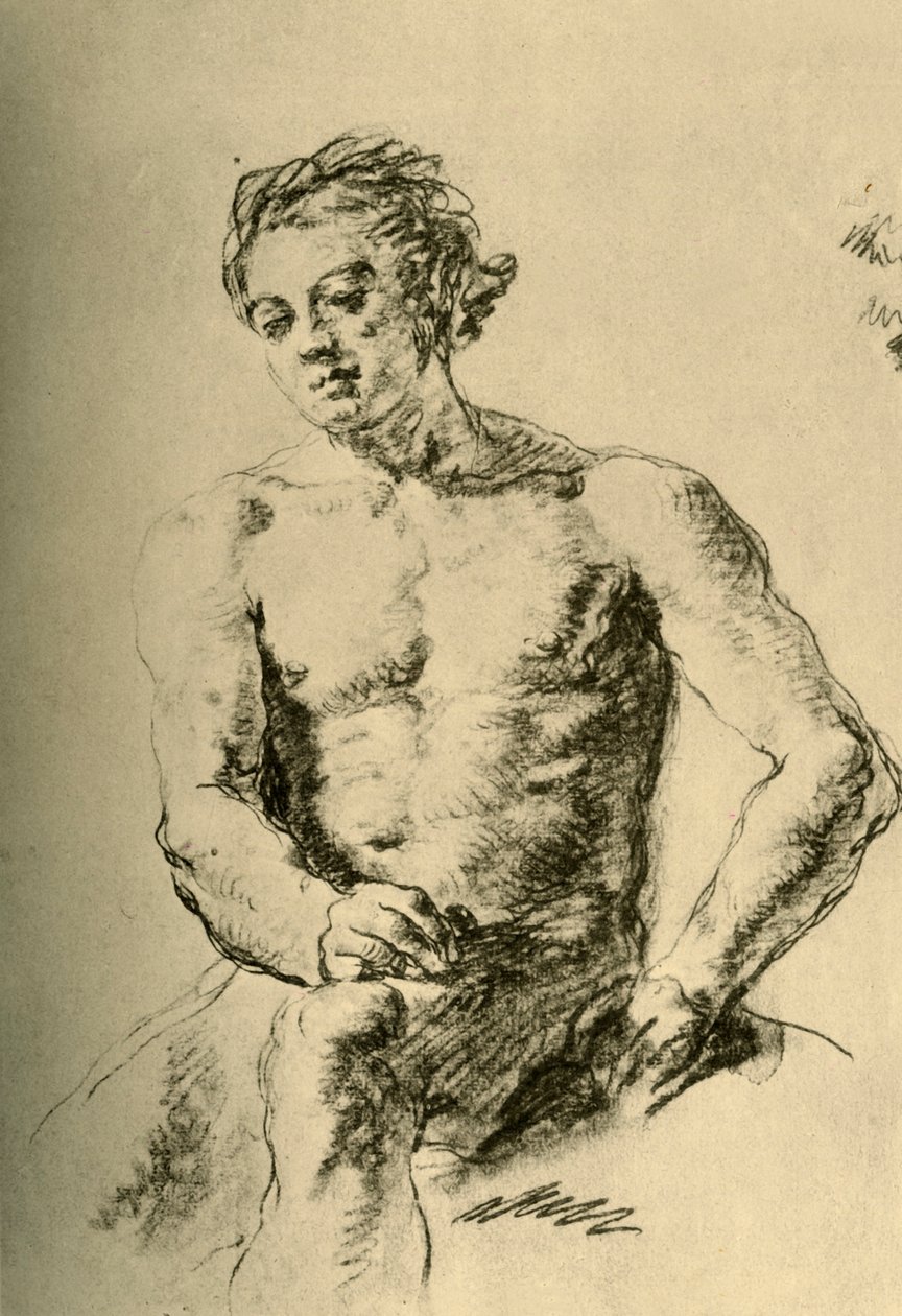 Çıplak oturan, 18. yüzyılın ortaları, 1928 by Giovanni Battista Tiepolo