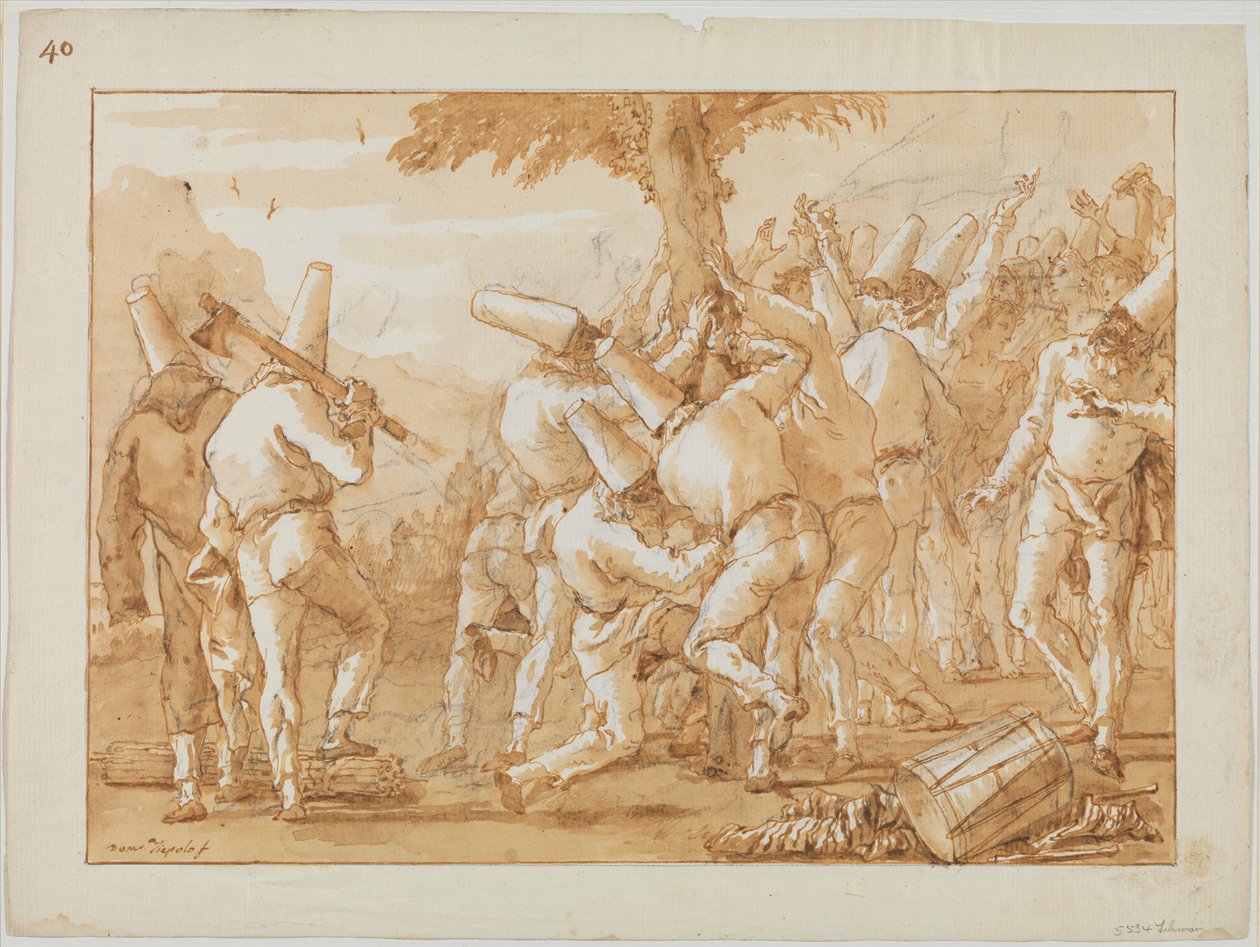 Punchinellos Ağaç Kesmek (veya Dikmek), c.1800 by Giovanni Battista Tiepolo